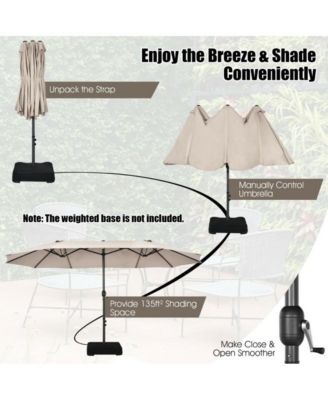 15 Feet Patio Double-Sided Umbrella with Hand-Crank System