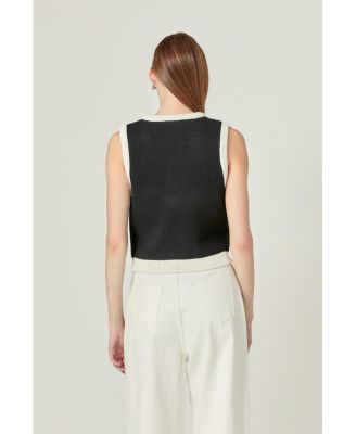 Women's Black and white knit vest
