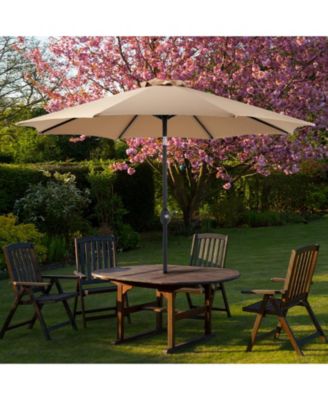 9FT Patio Umbrella Outdoor Table Umbrella with Push Button Tilt and Crank UV Protection Waterproof Gray