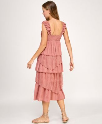 Juniors' Sweetheart Lace Midi Dress