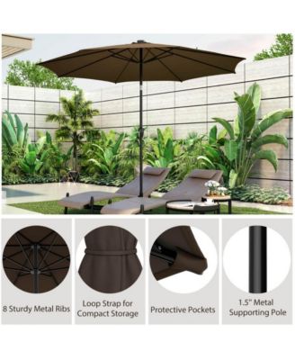 10 Feet Patio Umbrella with 112 Solar Lights and Crank Handle