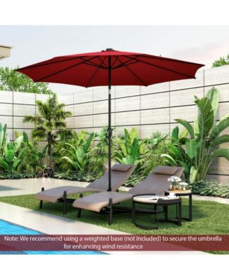 LUCKY ONE 10 Feet Patio Umbrella with 112 Solar Lights and Crank Handle