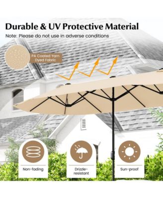 13 Feet Double-Sided Patio Twin Table Umbrella with Crank Handle
