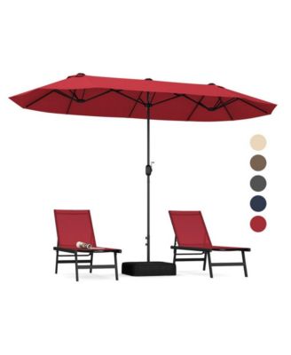 LUCKY ONE 13 Feet Double-Sided Patio Twin Table Umbrella with Crank Handle