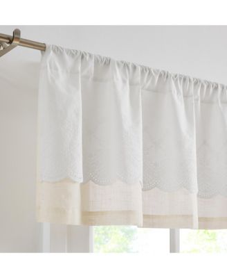 Brigitte Embroidery Eyelet Scalloped Edge Valance Neutral Single 52x18