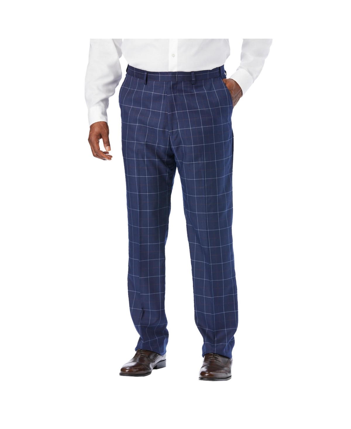 Big & Tall Easy Movement Plain-Front Expandable Dress Pants - Slate blue