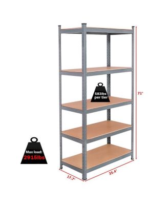 Heavy-Duty Adjustable 5-Level Storage Shelves for Garage, Basement, or Utility Organization