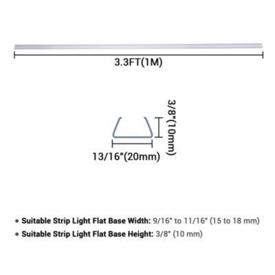 3.3" Plastic U-Channel System, 5-Piece Set for RGB Rope Light Models DEL-D50R, DEL-D100R, DEL-D150R