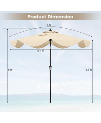 9 feet Patio Umbrella with Crank Handle and Push Button Tilt