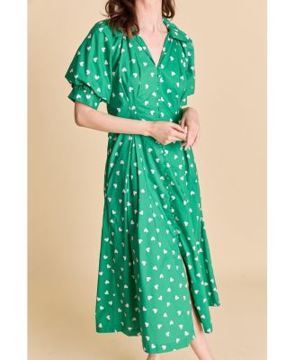 Women's HEART PRINTED MIDI DRESS