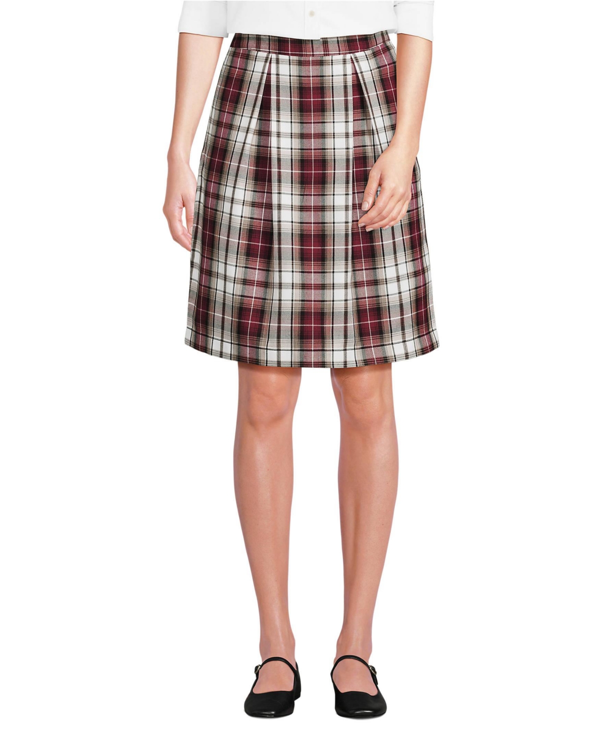 Women's School Uniform Plaid Skort Top of Knee - Red/graphite plaid