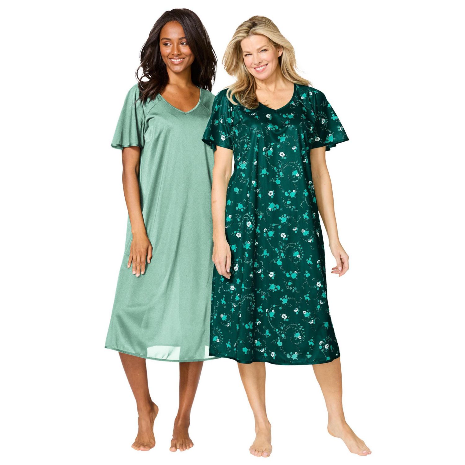 Plus Size Only Necessities 2-Pack Short Silky Gown