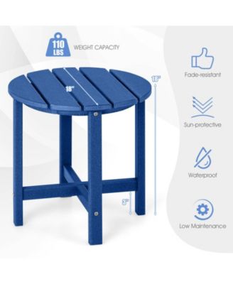 Round Adirondack Side Table Weather-Resistant for Outdoor Patio and Garden