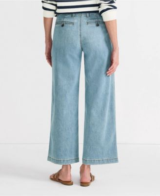 Women's Mid Rise Denim Wide Leg Ankle Jeans