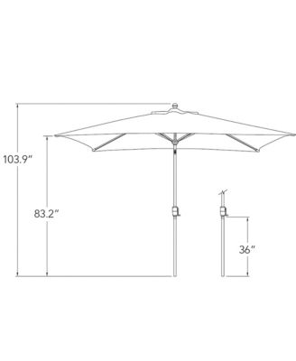6.6FTx10FT Rectangle Patio Umbrella with Push-Button Tilt, Black Frame