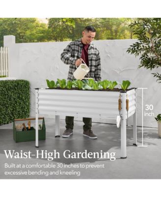 48x24x30in Elevated Galvanized Metal Garden Bed w/ Corner Protectors