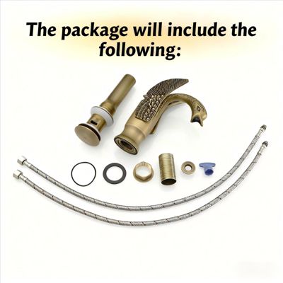 Swan Single Hole Single-Handle Bathroom Faucet And Pop Up Drain &amp; Overflow Cover in Antique Brass