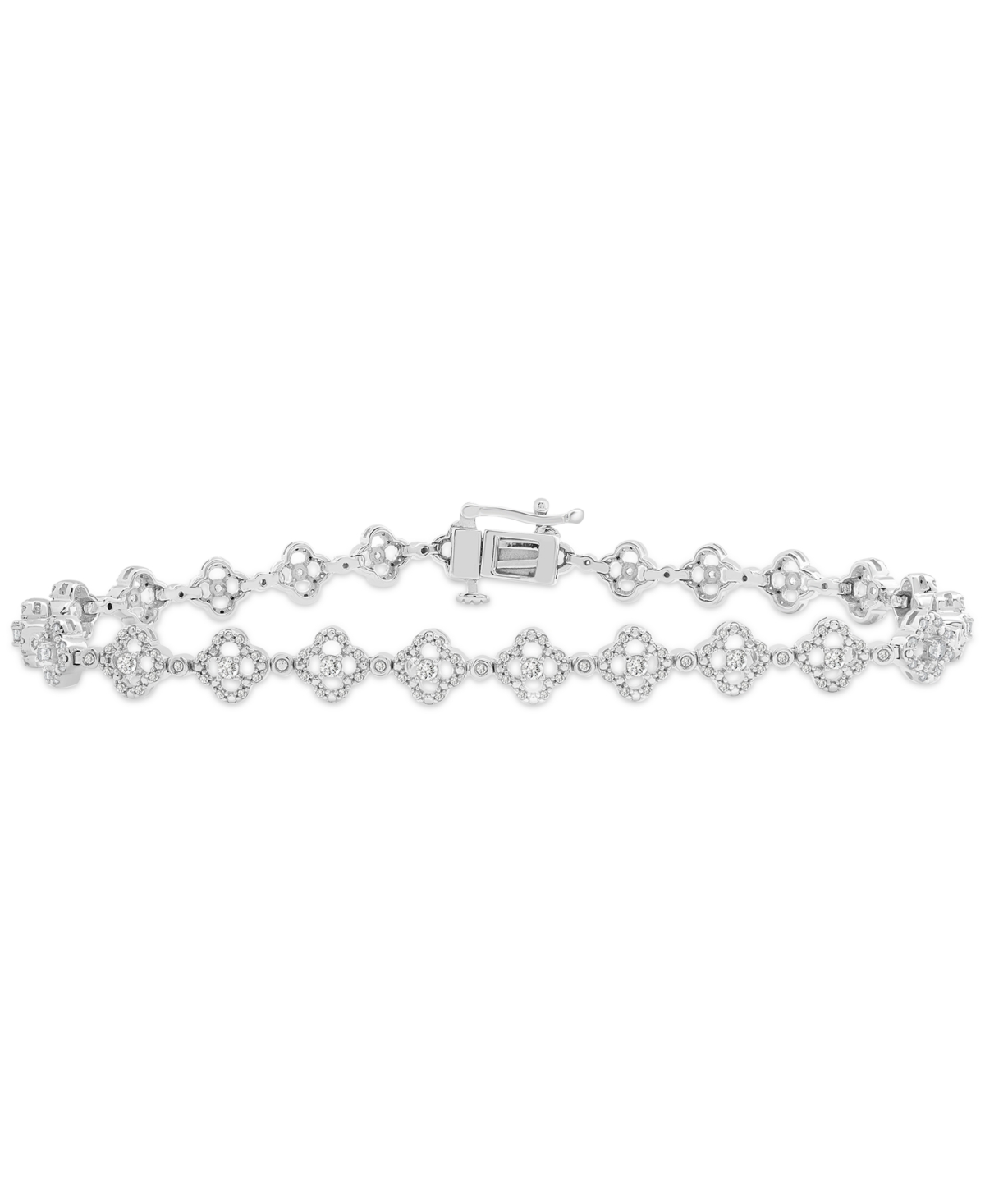 Diamond Clover Tennis Bracelet (1 ct. t.w.) in 14k White Gold, Exclusively at Macy's - White Gold