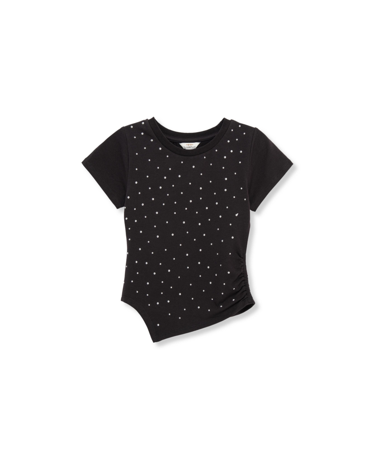 H By Habitual Kids' Big Girls Studded Asymmetrical T-shirt In Black