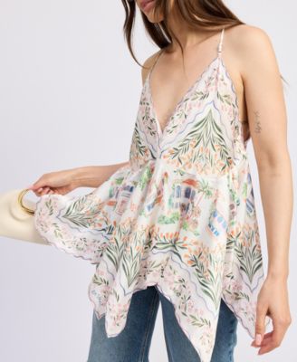 Women's Alaia Printed Sleeveless Handkerchief-Hem Top
