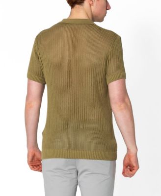Men's Openwork Knit Polo Shirt