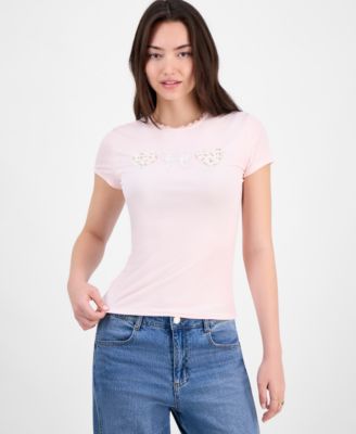 Juniors' Appliqu&eacute; Picot-Trim T-Shirt