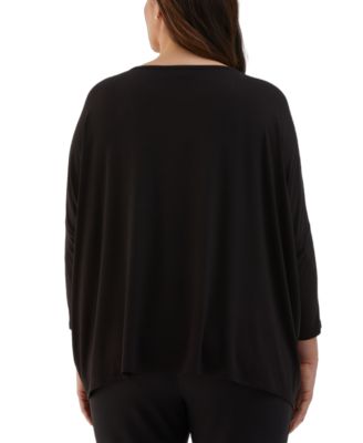 Plus Size Medallion Print Knit 3/4 Sleeve Top