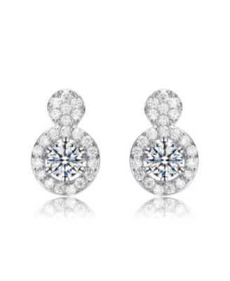 White Gold Plating with Clear Cubic Zirconia Stud Earrings