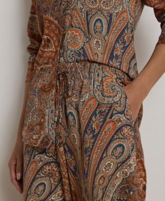 Petite Paisley Crepe Wide-Leg Pant