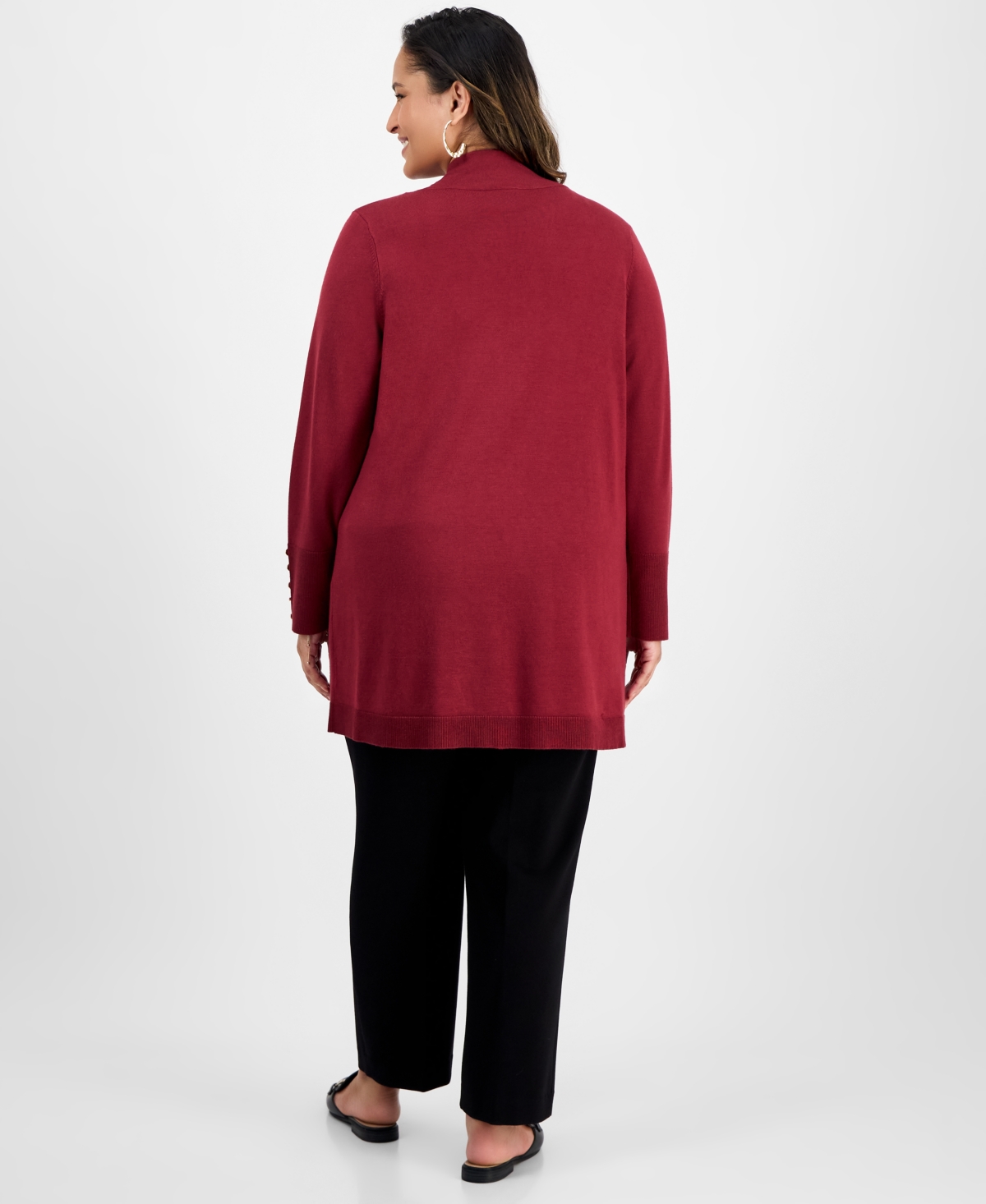 Jm Collection Plus Size Open-front Long-sleeve Cardigan, Exclusively At Macy's