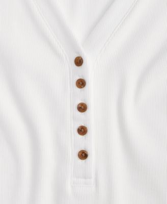 Women's Puff-Shoulder Long-Sleeve Henley T-Shirt, Macy's Exclusive