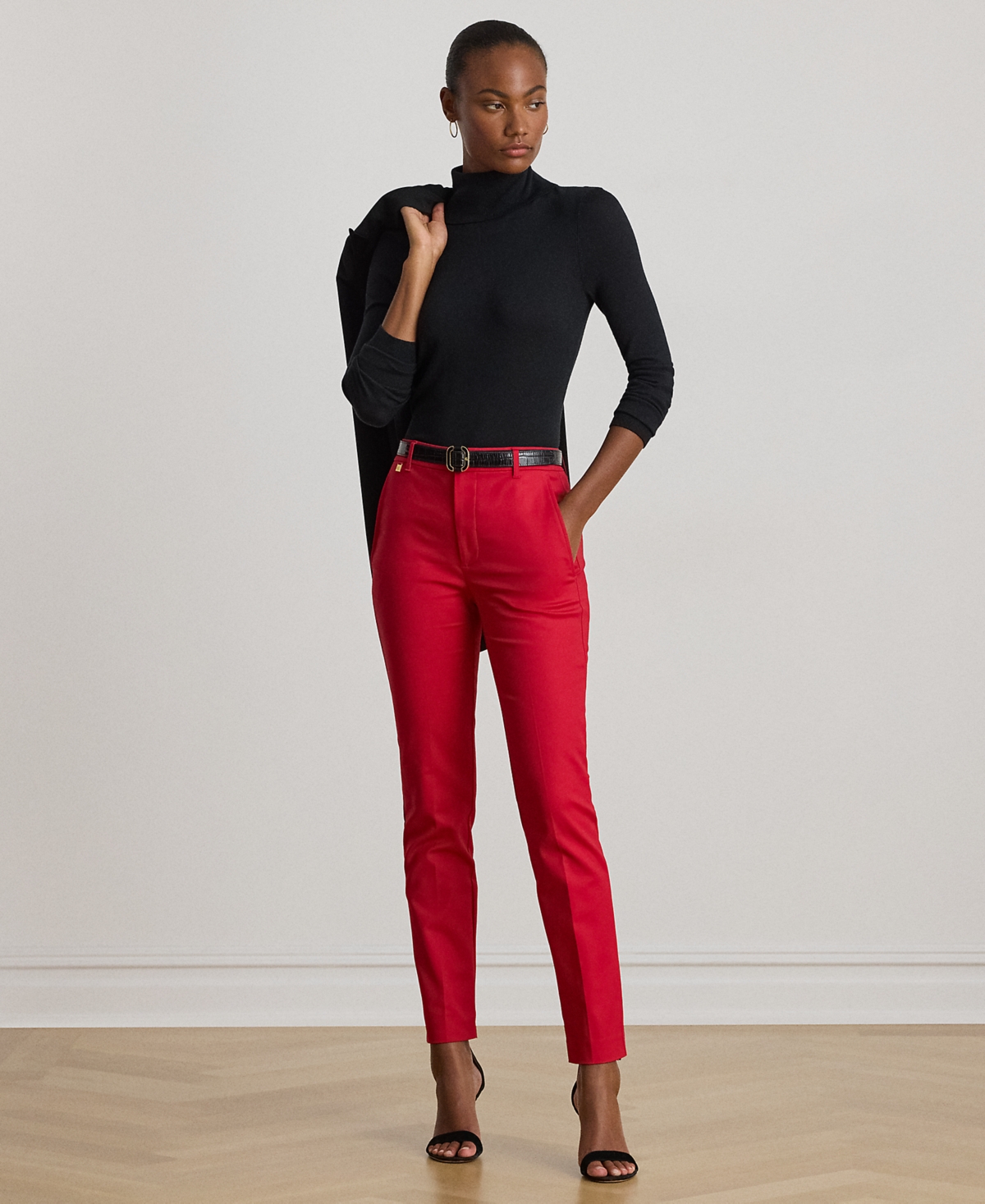 Ralph Lauren Petite Double-faced Stretch Cotton Pant In Red