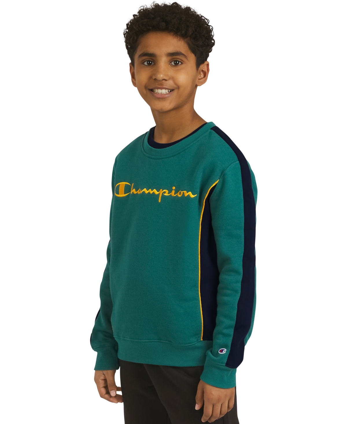 Champion Big Boys Colorblocked Crewneck Sweatshirt In Green