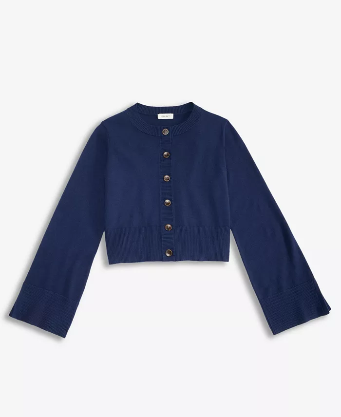 Women's Split-Cuff Crewneck Cropped Cardigan - thumbnail 8