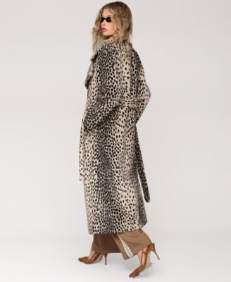 Women's Belted Faux-Fur Maxi Coat