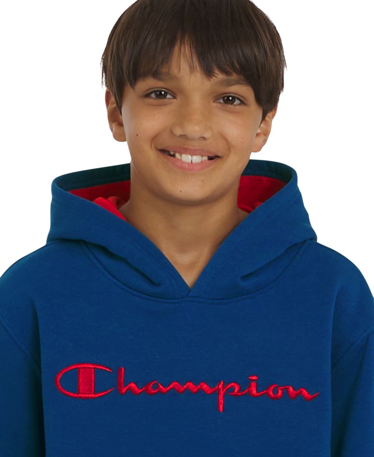 Champion Big Boys Signature Fleece Logo Hoodie In Blue