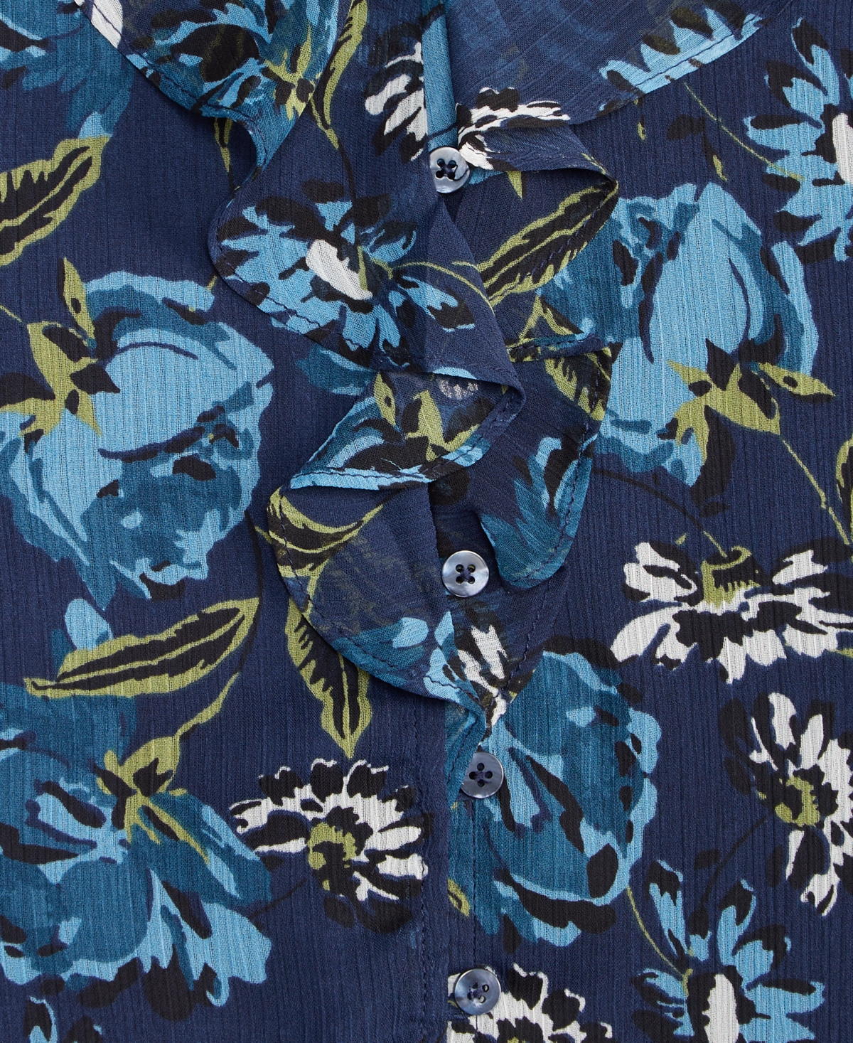 On 34th Women's Printed Ruffle Chiffon Blouse, Macy's Exclusive In Blue