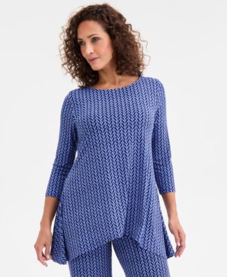 JM Collection - Women's Printed 3/4-Sleeve Knit Top, Macy's Exclusive