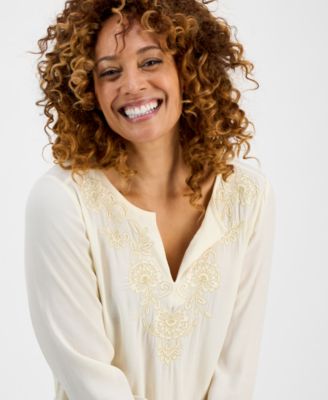 Women's Shine Embroidered Tunic Top, Exclusively at Macy's