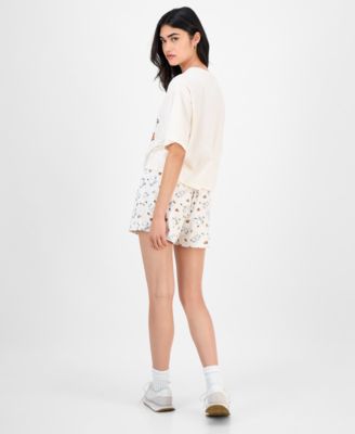 Love Tribe Juniors Autumn Dancing Snoopy Shorts T Shirt In Brown