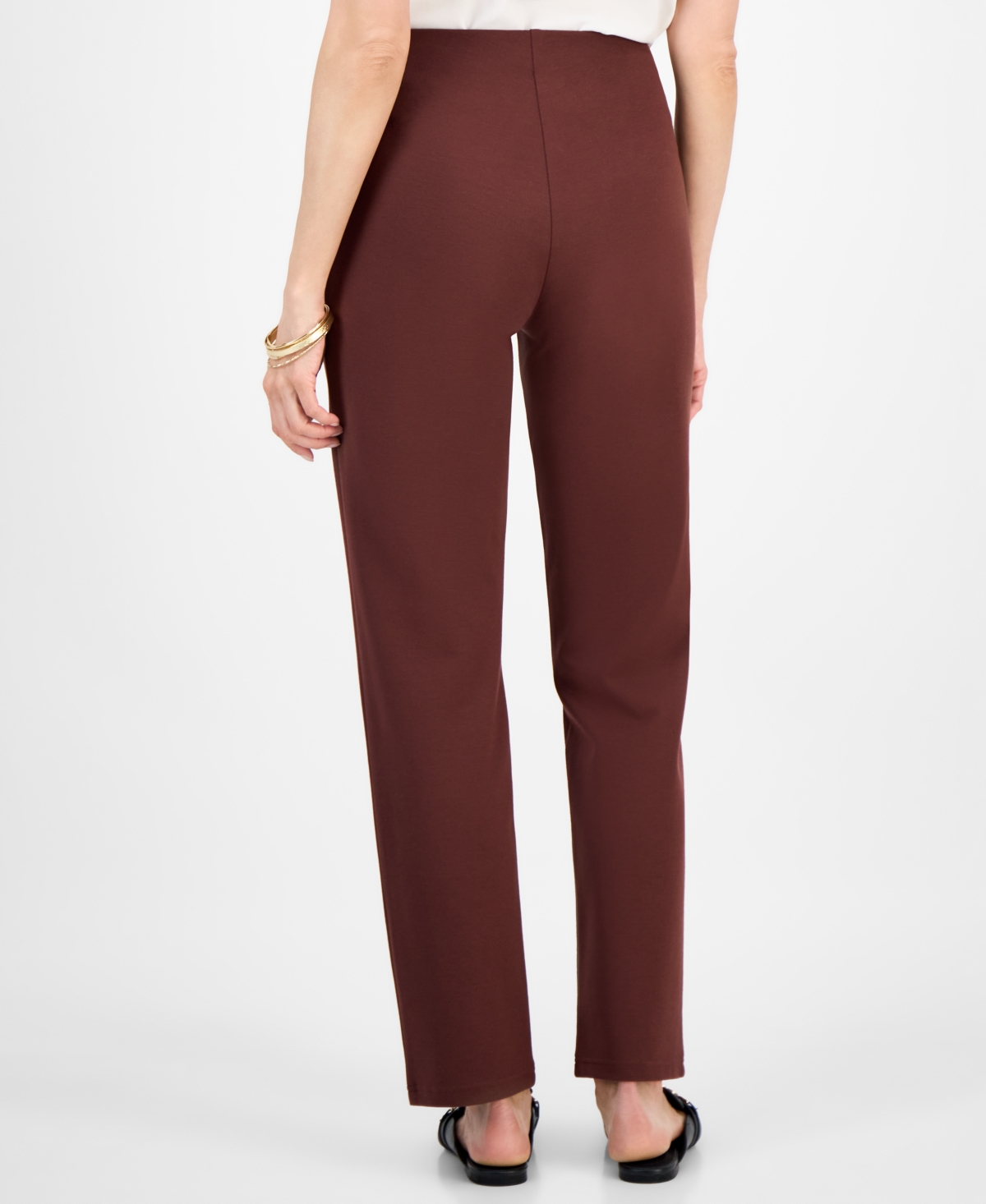 Jm Collection Women's Ponte-knit Pull-on Ankle Pants, Exclusively At Macy's In Brown