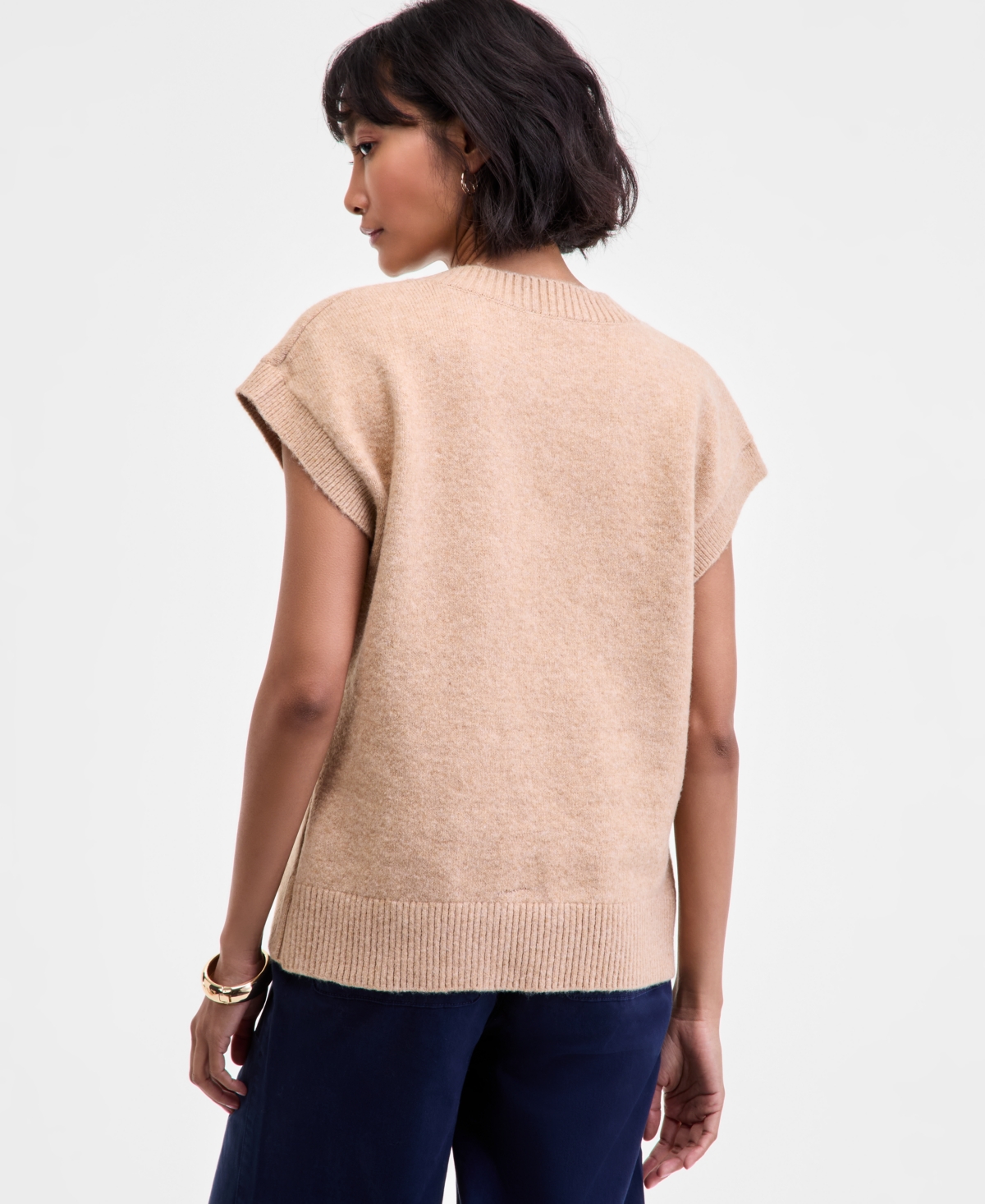 On 34th Women's V-neck Sweater Vest, Macy's Exclusive In Neutral