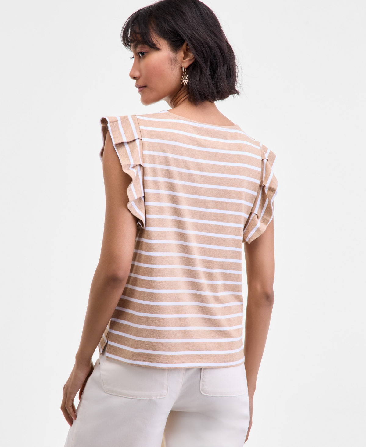 On 34th Women's Flutter-sleeve Jersey T-shirt, Macy's Exclusive In Neutral