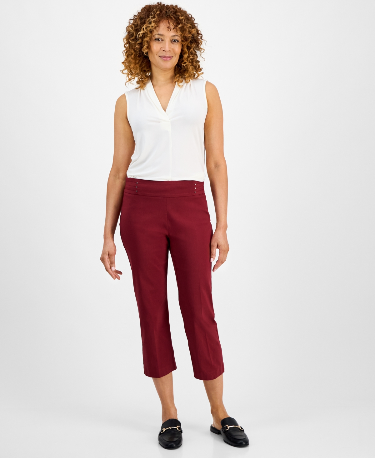 Jm Collection Women's Pull-On Capri Tummy-Control Pants