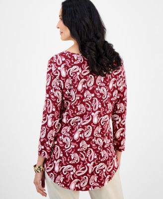 Women's Printed Scoop-Neck 3/4-Sleeve Top, Exclusively at Macy's