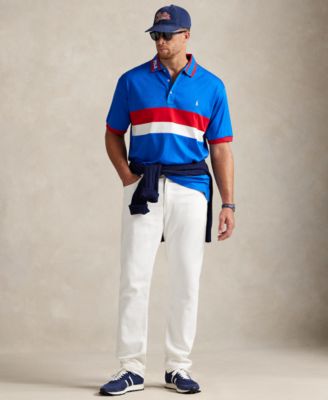 Men's Big & Tall Striped Soft Cotton Polo Shirt