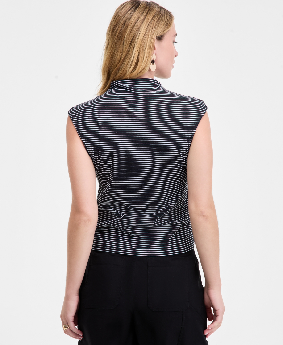 On 34th Women's Mock Neck Elbow-sleeve Top, Created For Macy's In Blue