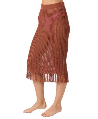 Juniors' Pull-On Crochet Skirt Cover-Up