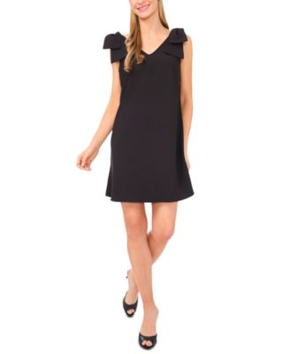 CeCe - Women's Solid-Color V-Neck Shoulder-Bow Short Dress