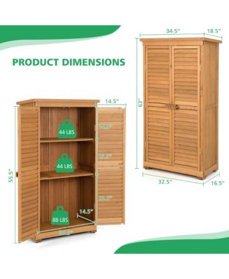 Outdoor Fir Wood Storage Shed Garden Tool Cabinet Locker Tall Vertical Organizer